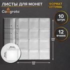Набор листов для монет, формат "Оптима", 10 листов 200 х 250 мм, на 12 ячеек 50 х 50 мм - Фото 1