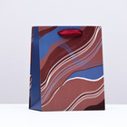 Пакет подарочный "Абстракция", шоколадно-синий,  18 х 22,3 х 10 см - фото 321081717