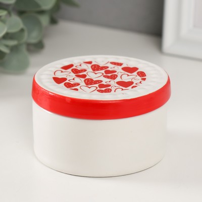 Шкатулка для украшений «Сердечки», керамика, 7.5×7.5×4.5 см