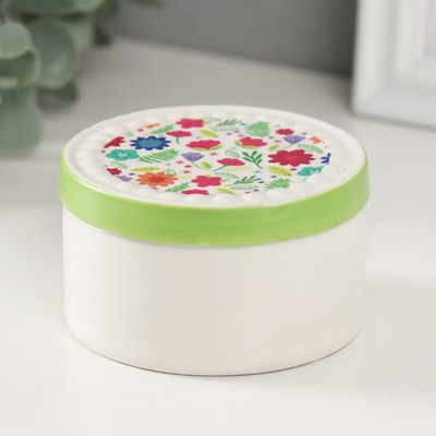 Шкатулка для украшений «Цветочная полянка», керамика, 7.5×7.5×4.5 см