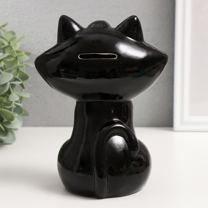 Копилка керамика "Чёрный котик" 13х11,5х16,5 см