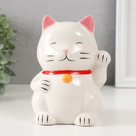 Копилка керамика "Белый кот Манэки-нэко" 10х10х14,5 см