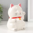 Копилка керамика "Белый кот Манэки-нэко" 10х10х14,5 см - фото 9075270