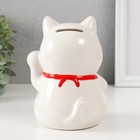 Копилка керамика "Белый кот Манэки-нэко" 10х10х14,5 см - фото 9075271