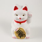 Копилка керамика "Белый кот Манэки-нэко с колокольчиком" 8х7,5х13 см - Фото 5