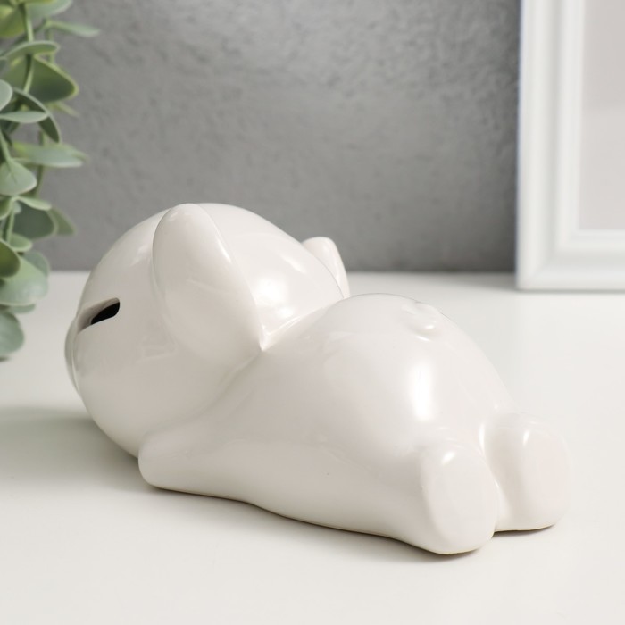 Копилка керамика "Спящий белый слонёнок" 16х8х7,5 см