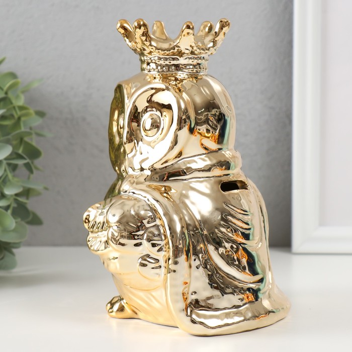Копилка керамика "Филин в короне и мантии" золото 12х12х18,5 см