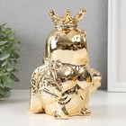 Копилка керамика "Филин в короне и мантии" золото 12х12х18,5 см - фото 9075317