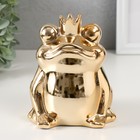 Копилка керамика "Золотая лягушка в короне" 12х10,5х15 см - фото 9075319