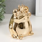 Копилка керамика "Золотая лягушка в короне" 12х10,5х15 см - фото 9075320