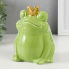 Копилка керамика "Зелёная лягушка в короне" 12х10,5х15 см - Фото 4