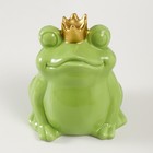 Копилка керамика "Зелёная лягушка в короне" 12х10,5х15 см - фото 9075328