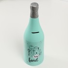 Копилка керамика "Бутылка шампанского" мятная 9,5х9,5х30 см - фото 9075337