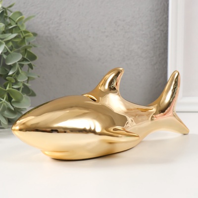Копилка для денег «Золотая акула», керамика, 24.5×12.5×11 см