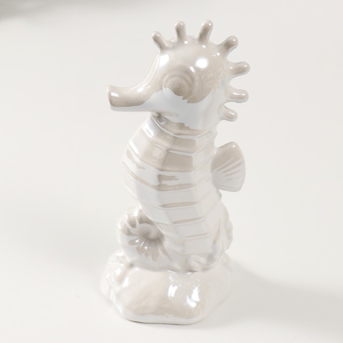 Копилка керамика "Морской конёк" перламутр 9,5х8,2х21 см