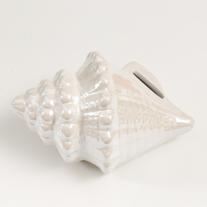 Копилка керамика "Ракушка" белый перламутр 15х11х9,5 см