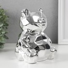 Копилка керамика "Медвежонок 3D грани" серебро 11х9,5х14,3 см - фото 9075461