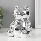 Копилка керамика "Медвежонок 3D грани" серебро 11х9,5х14,3 см - фото 9075463