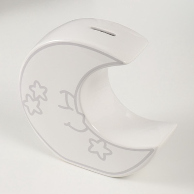 Копилка для денег «Месяц со звёздами», керамика, белый, 20×5.5×19.8 см