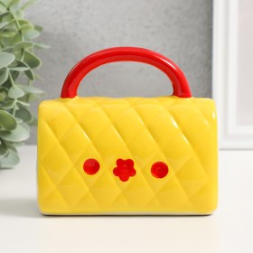 Копилка керамика "Стёганная жёлтая сумочка с цветком" 12х6х10,8 см