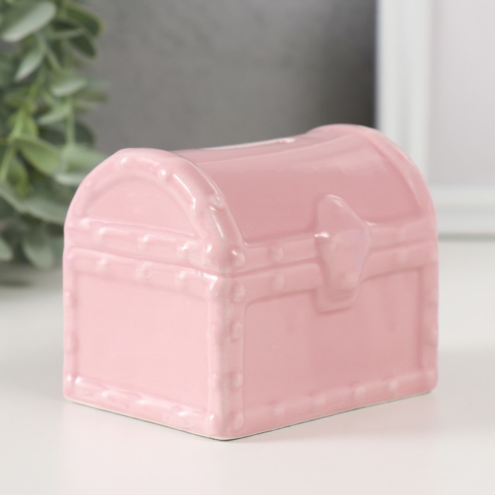 Копилка керамика "Розовый сундучок" 9,2х6,5х8 см