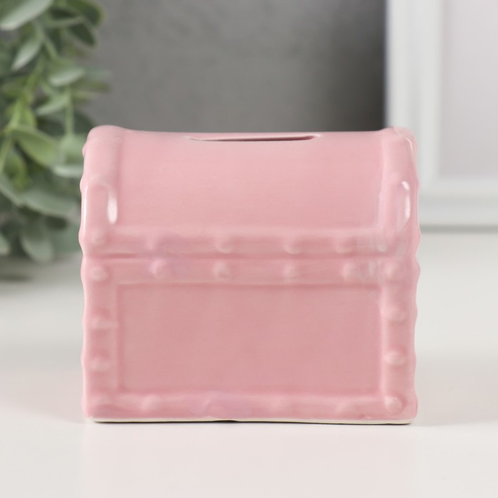 Копилка керамика "Розовый сундучок" 9,2х6,5х8 см