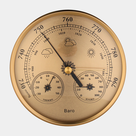 Барометр механический, метеостанция, настенный, золотая рамка, d = 13 см 9906807
