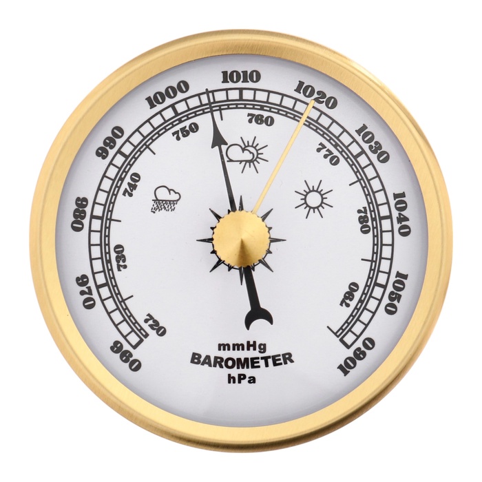 Барометр механический, настенный, золотая рамка, d=6 см - фото 51850766