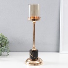 Подсвечник металл, стекло на 1 свечу d=7 см "Марсия" золото 12х12х38 см - фото 23687545