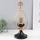 Подсвечник металл, стекло на 1 свечу d=4,5 см "Эвандер" 17,5х16,5х42 см - фото 23687551