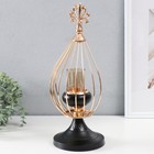 Подсвечник металл, стекло на 1 свечу d=4,5 см "Эвандер" 17,5х16,5х42 см - фото 23687553