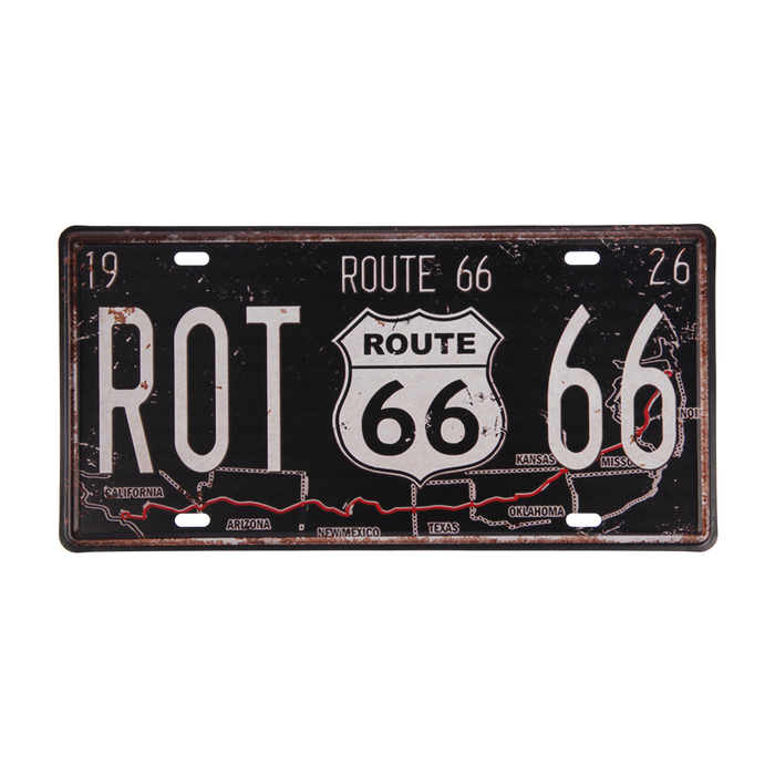 Декоративный номерной знак, "Маршрут 66", металл, 30×15 см - Фото 1