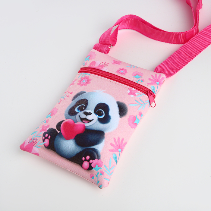 Детский подарочный набор "Панда с сердцем": сумка + накладные ногти+расческа