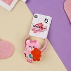 Резинка для волос "Крошка глянец"(набор 2 шт) мишка с цветочком, 3 см, розовый - фото 8537229