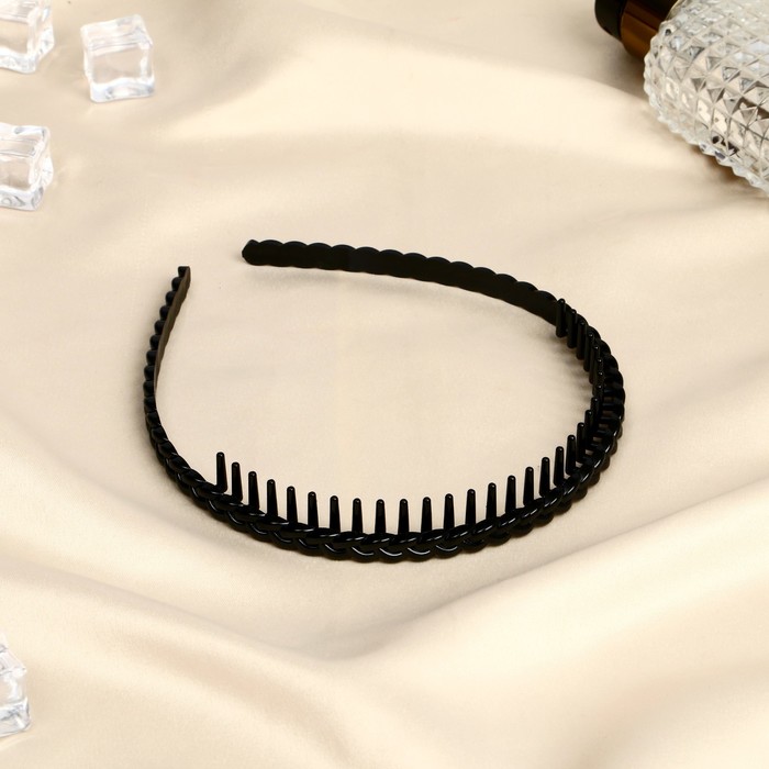 Ободок для волос Ночка гребень косичка, 1,8 см, чёрный
