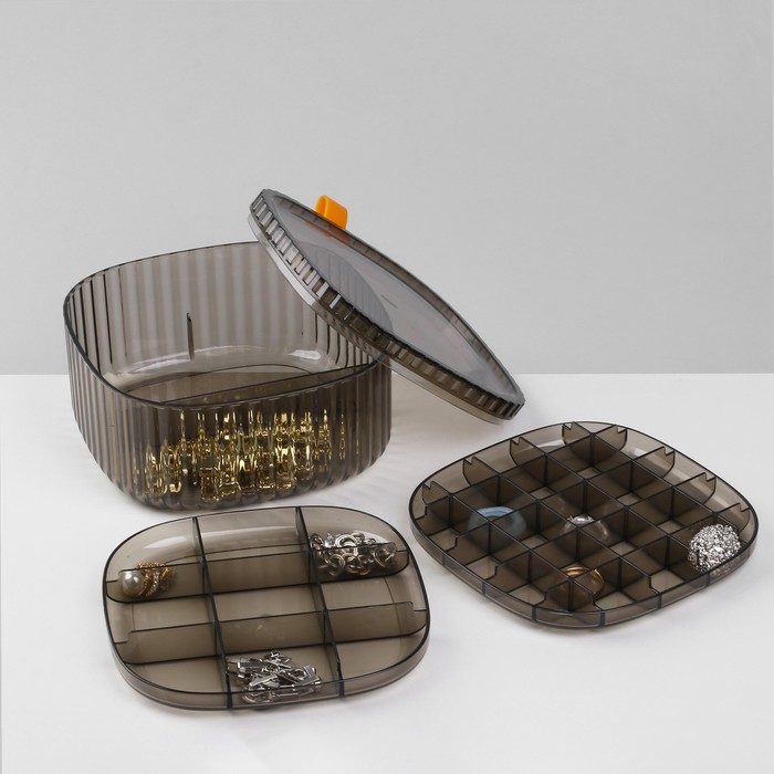 Органайзер для хранения украшений "Лео" 3 уровня, 32 ячейки, 15x15x7,5 см, цвет коричневый 1012783
