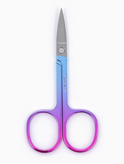 Ножницы маникюрные, загнутые, широкие, 8.8 см, цвет хамелеон