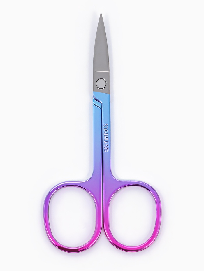 Ножницы маникюрные, загнутые, широкие, 8.8 см, цвет хамелеон - Фото 1