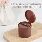 Спонжи для макияжа MILK TEA, набор - 7 шт., d=5.5 см, с держателем, в футляре, коричневые - Фото 5
