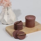 Спонжи для макияжа MILK TEA, набор - 7 шт., d=5.5 см, с держателем, в футляре, коричневые - Фото 6