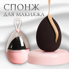Спонж для макияжа «Капля», 6×4 см, увеличивается при намокании, в футляре, чёрный - Фото 1