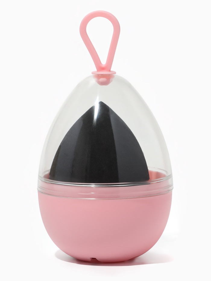 Спонж для макияжа «Капля», 6×4 см, увеличивается при намокании, в футляре, чёрный