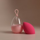 Скошенный спонж для макияжа «Капля», 6 × 4,5 см, увеличивается при намокании, в футляре, цвет ярко-розовый - Фото 10