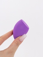 Скошенный спонж для макияжа «Капля», 6×4 см, увеличивается при намокании, в футляре, фиолетовый - Фото 2