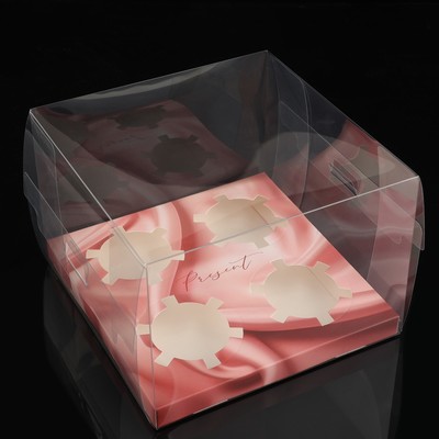 Коробка для капкейка, кондитерская упаковка, 4 ячейки «Шёлковая нуга», золото, 16 х 16 х 11.5 см