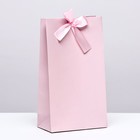 Пакет подарочный с лентой «Розовый», 13 × 23 × 7 см - фото 321084436