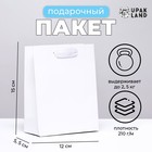 Пакет подарочный ламинированный «Белый», S 12×15×5.5 см - Фото 1