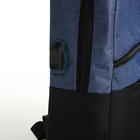 Рюкзак городской с USB из текстиля на молнии, 2 кармана, цвет чёрный/синий - Фото 4