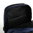 Рюкзак городской с USB из текстиля на молнии, 2 кармана, цвет чёрный/синий - Фото 7