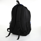 Рюкзак молодёжный из текстиля на молнии, 4 кармана, цвет чёрный/синий - Фото 4